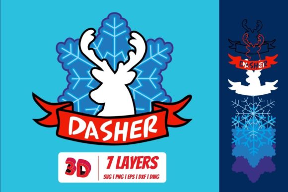 3D Layered Dasher SVG Cut File for Christmas Design