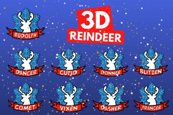 3D Reindeer SVG Bundle for Christmas Design