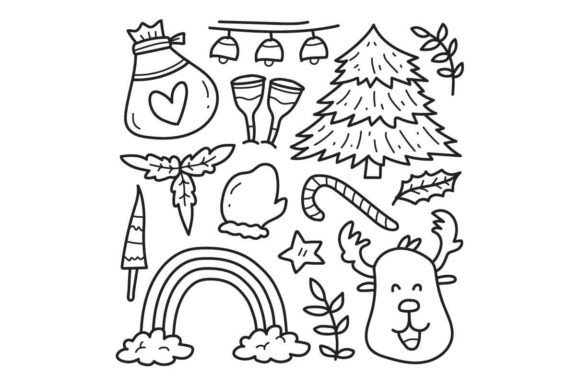 Cartoon Christmas Doodle Illustration for Blog and Web Design