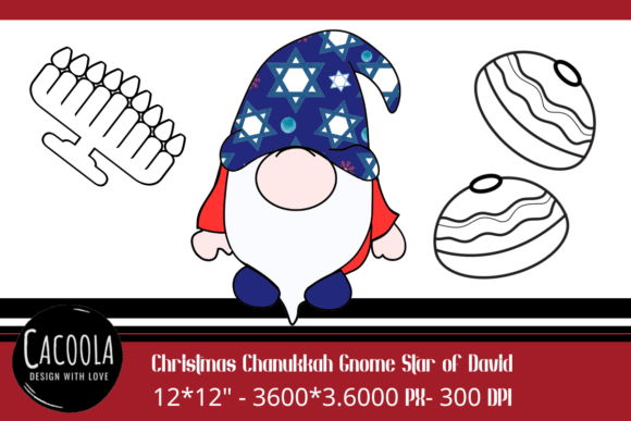 Christmas Chanukkah Gnome Star of David Illustration