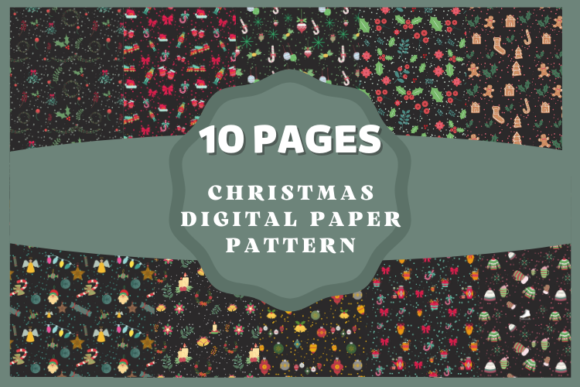 Christmas Digital Paper Pattern - Black and Patterns for Branding