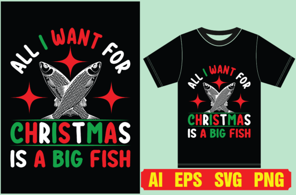 Christmas Fishing T-shirt Design for T-Shirt Designs