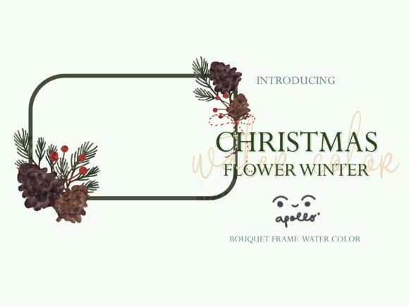 Christmas Flower Winter Frame 04 Illustrations