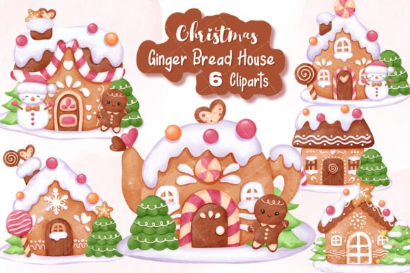 Christmas Ginger Bread House Cliparts for Festive Illustrations