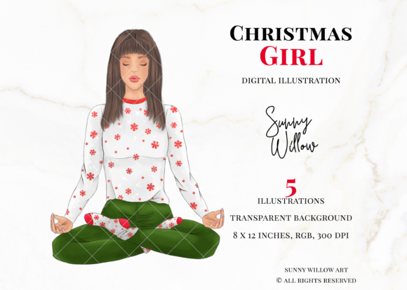 Christmas Girl Clipart Illustration for Handmade Creations