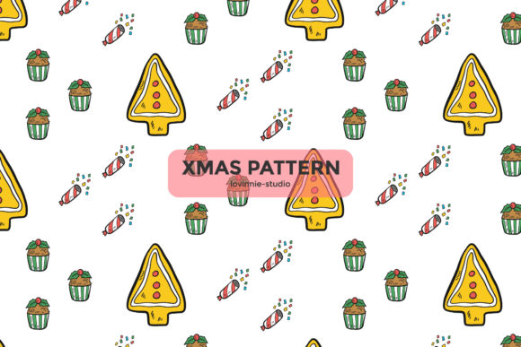 Christmas Pattern Cookie Vector Cute for Branding and Packaging