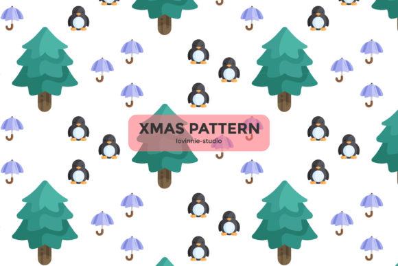 Christmas Pattern Tree Penguin Umbrella Design Review