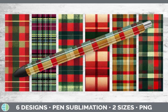 Christmas Plaid Pen Wraps Epoxy Sublim Illustrations
