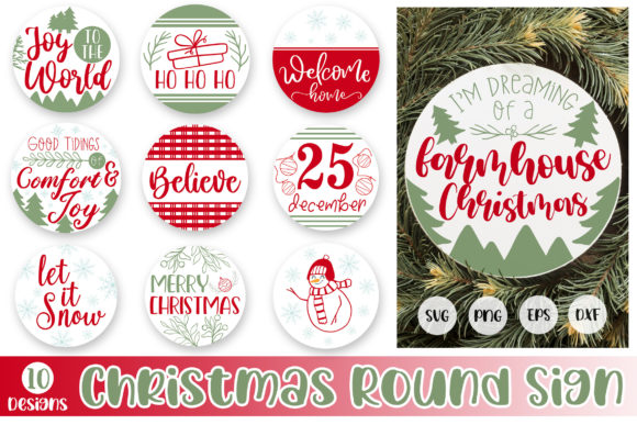 Christmas SVG, Round Sign Christmas SVG for Crafts