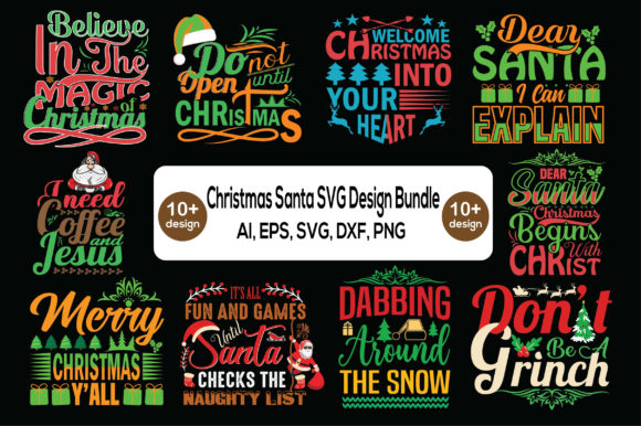 Christmas Typography T-shirt Bundle for Print Templates