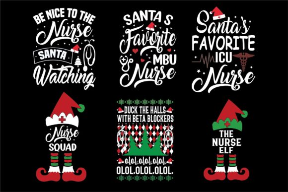 Christmas Typography T-Shirt Svg Bundle for T-Shirt Designs