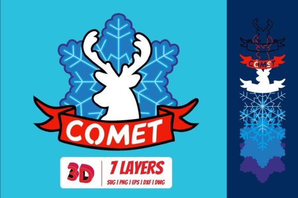 Comet 3D Layered SVG Cut File for Christmas Design