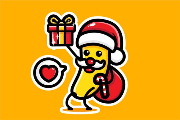 Cute Banana Celebrates Christmas with Festive Illustrations