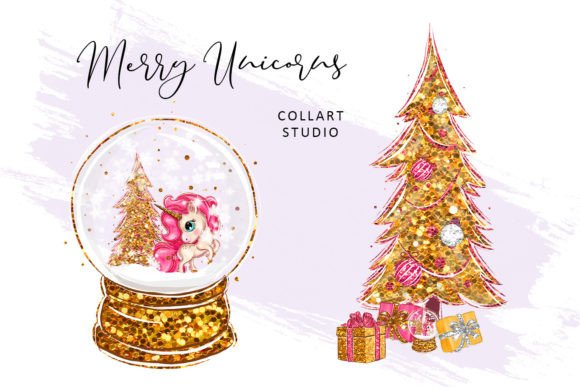 Cute Unicorns Winter Clipart for Local Branding