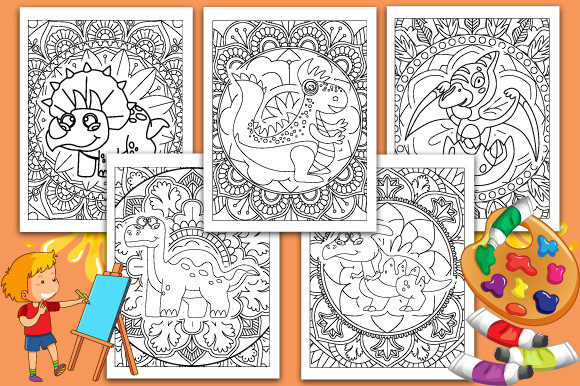 Dinosaur Coloring Book Pages for Adults - Creative Craft Potential