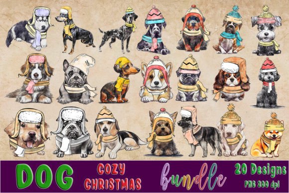 Dog Cozy Christmas Clipart Bundle Review