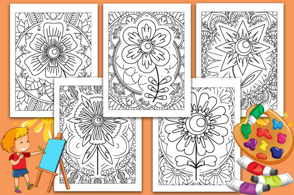 Flower Coloring Book Pages for Adults - Creative Design for Branding