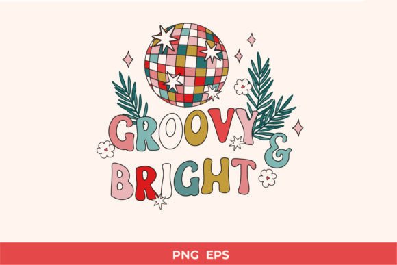 Groovy Christmas Disco Sublimation PNG for Illustrations