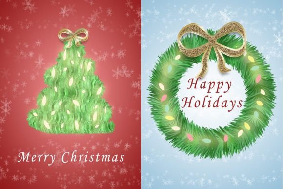 Happy Holidays Merry Christmas Graphic Illustrations