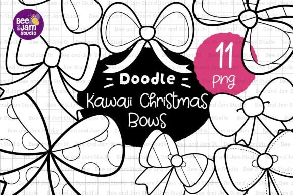 KDP Interior Christmas Bows Line Art Illustrations