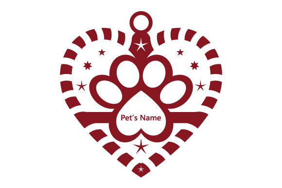 Merry Christmas Bauble Pet Name SVG for Print Templates