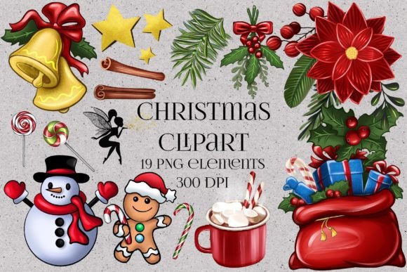 Merry Christmas Clipart, Winter Illustrations