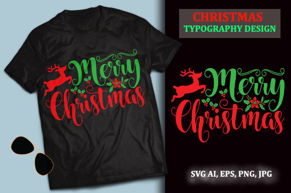 Merry Christmas Typography for Print Templates