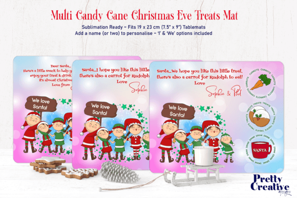 Multi Candy Cane Christmas Treats Mat Illustrations