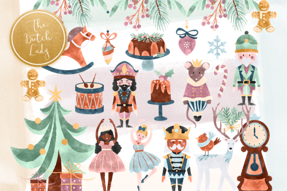 Nutcracker Ballet Christmas Clipart Illustrations