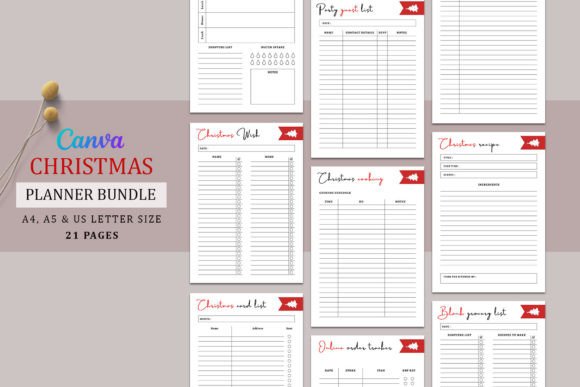 Printable Christmas Planner Bundle Pack for Kdp Interiors