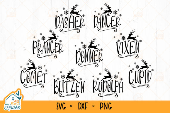 Reindeer Names SVG File for Ornament Crafts