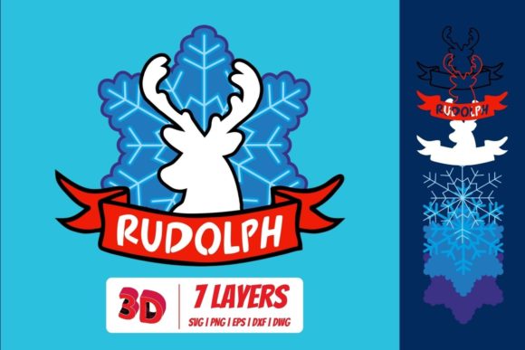 Rudolph 3D Layered SVG Cut File for Christmas Crafting