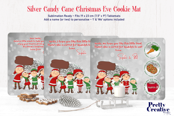 Silver Candy Cane Christmas Cookie Mat Illustration